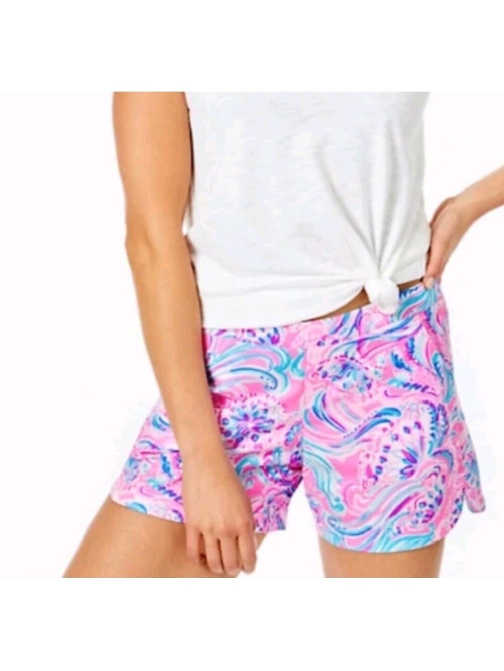 Lilly Pulitzer Shorts Ocean View Vibrant Pink Blue Floral Women's Sz XS NWOT